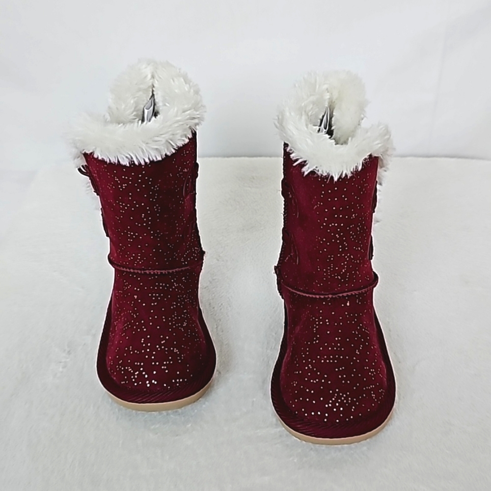 OLD NAVY | Burgundy Wine Sparkle Toggle Baby Winter Boots - Picture 3 of 6
